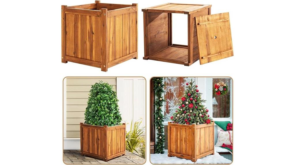 acacia wood outdoor planters