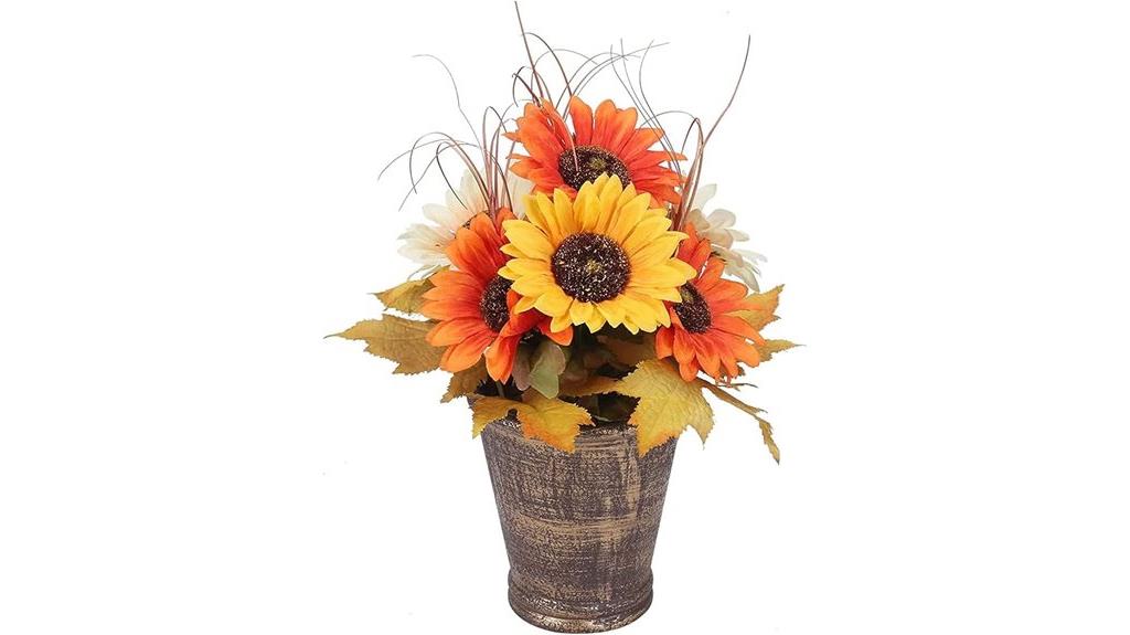 artificial sunflowers and leaves