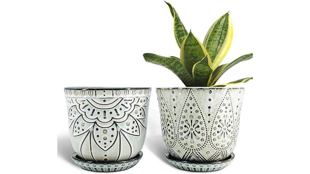 beaded ceramic planter set