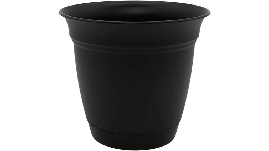 black planter with saucer