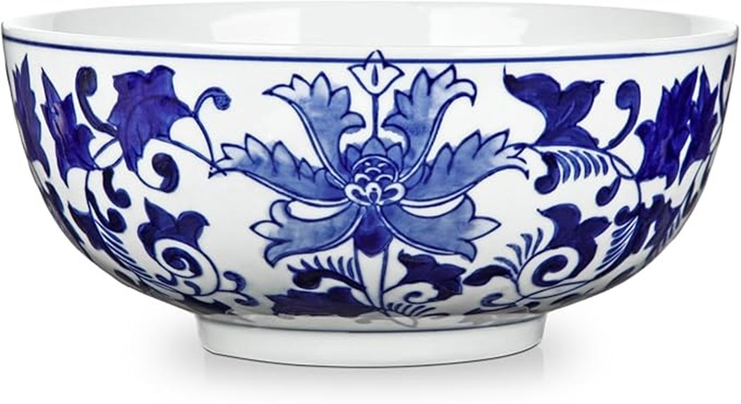 blue and white planter