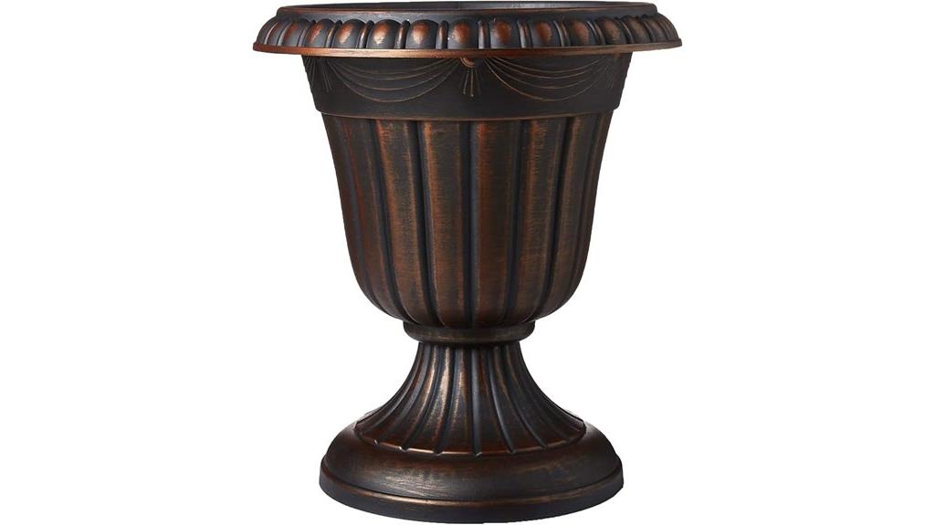 brushed copper urn planter