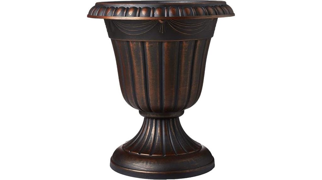 brushed copper urn planter