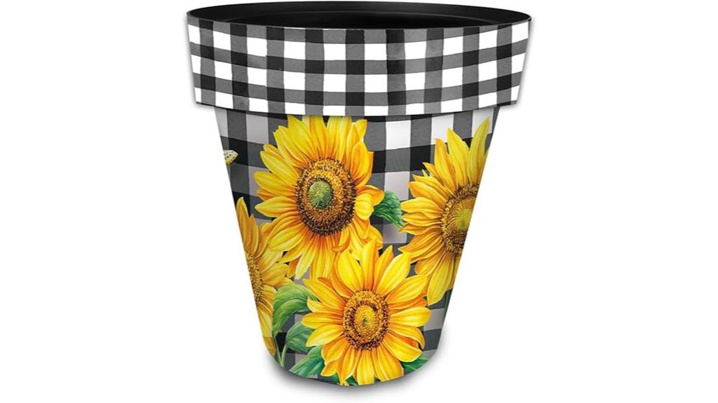 checkered sunflower large planter