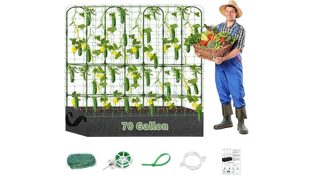cucumber trellis with grow bag