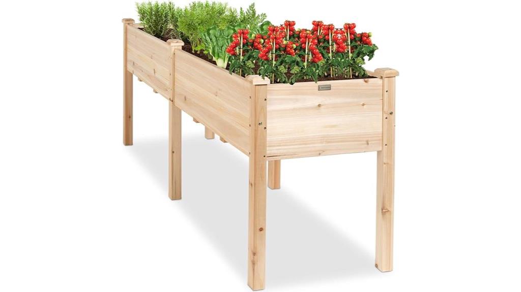 elevated wooden planter box