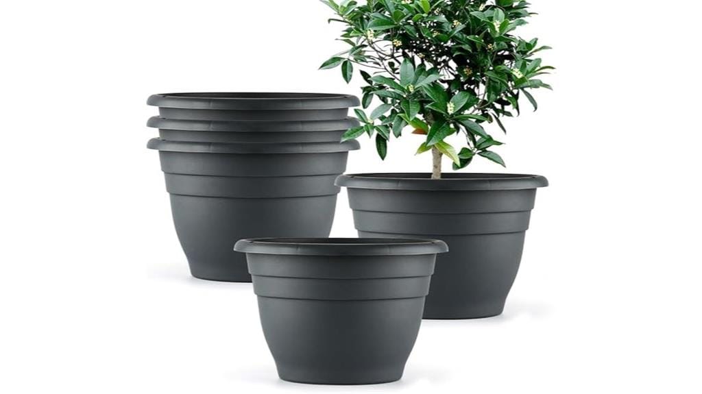 five 10 inch flower pots