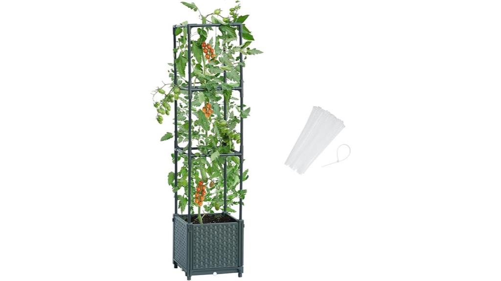 garden bed with trellis