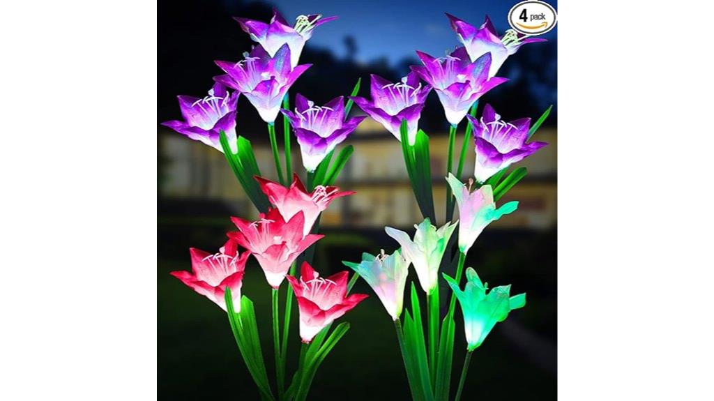 garden lights with flowers