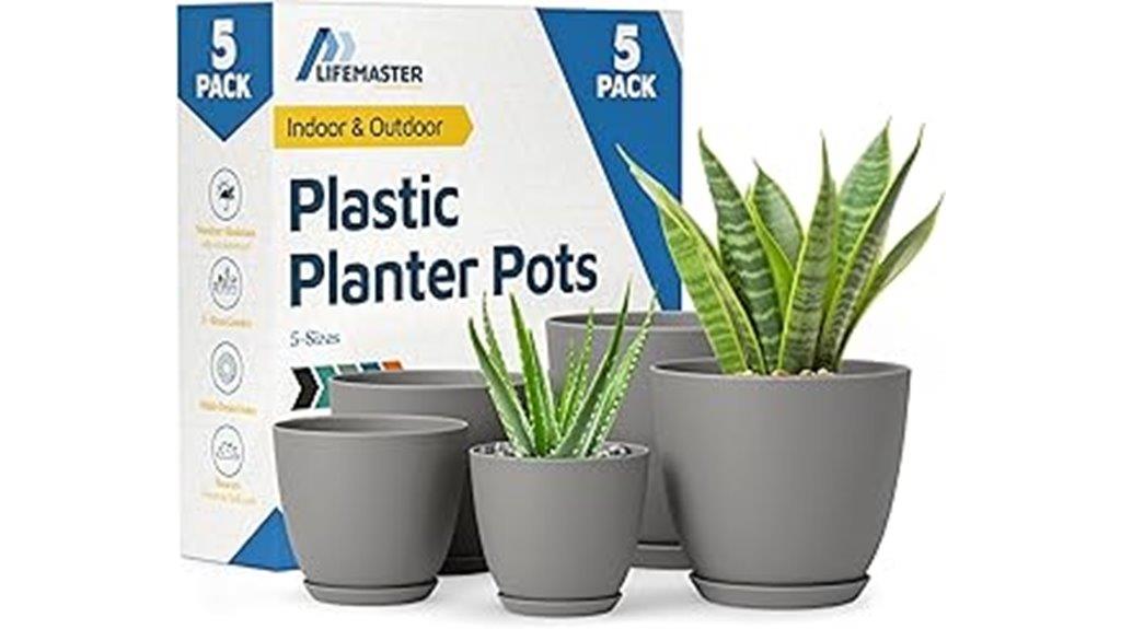 gray plastic planter pots