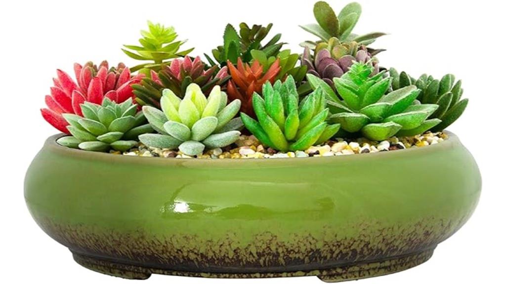 green ceramic bonsai pots