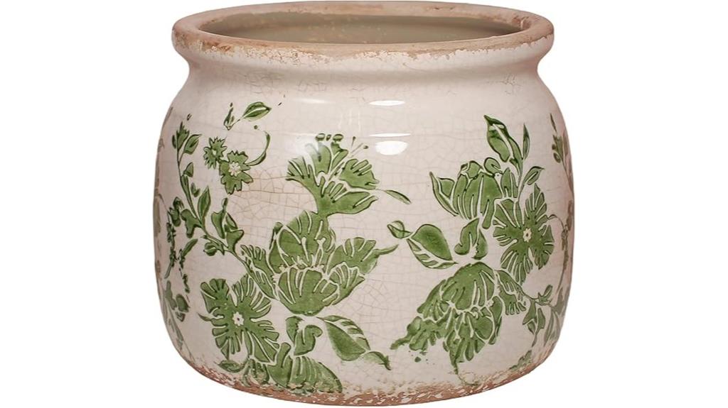 green ceramic plant pots