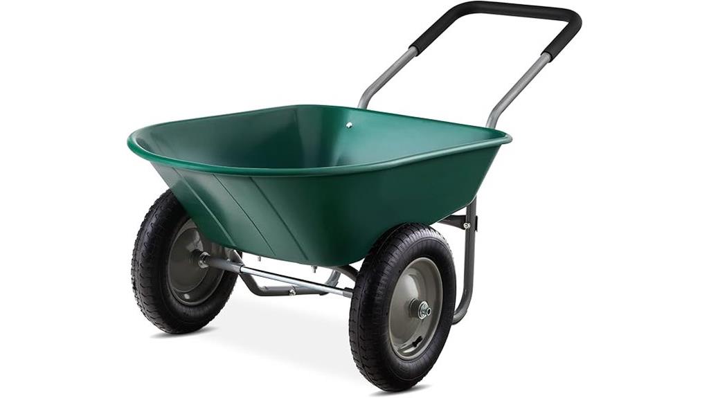 green dual wheel garden cart