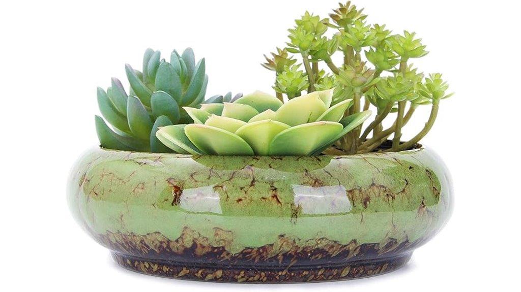 green glazed succulent planter