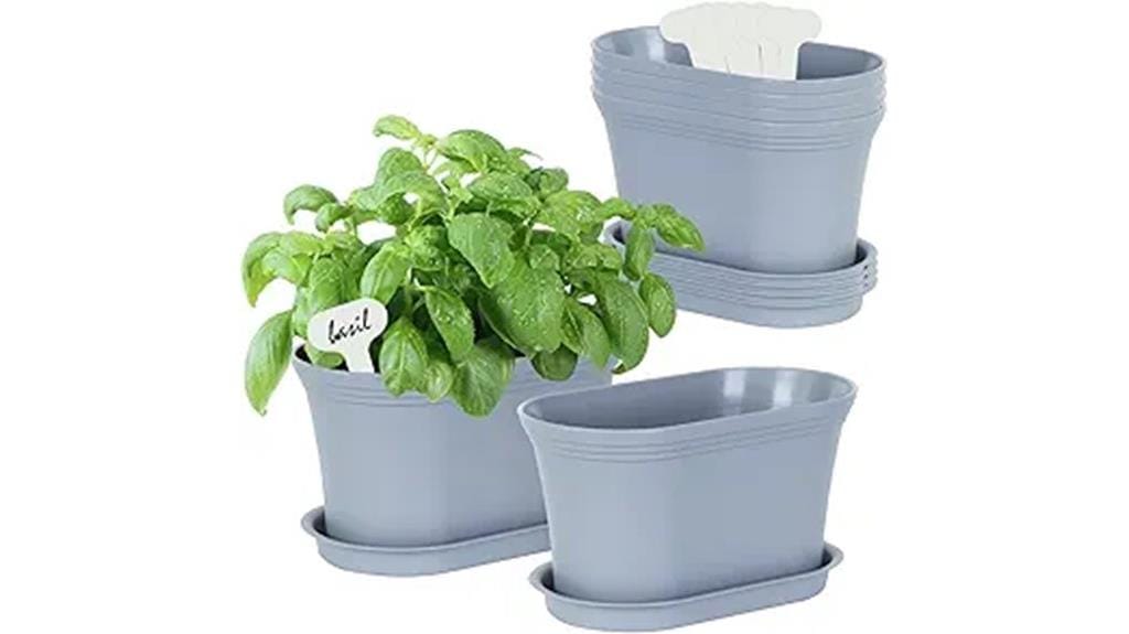 grey oval herb pots