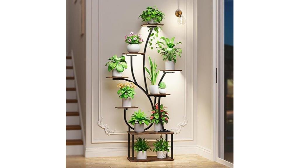 indoor plant display shelves