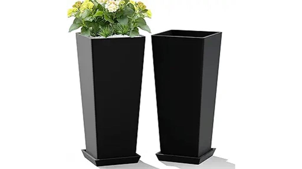 large black tall planters