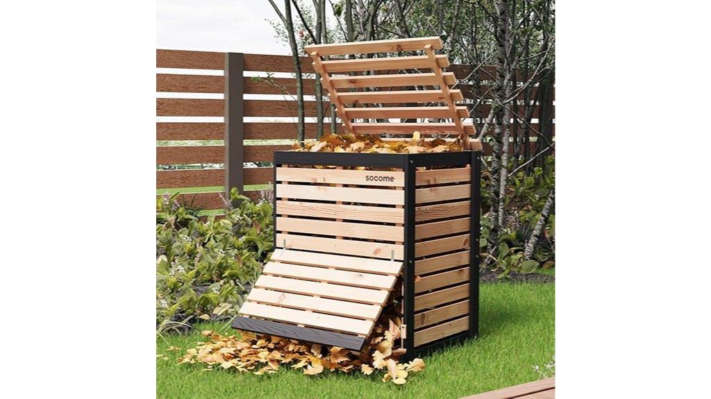 large wooden compost bin