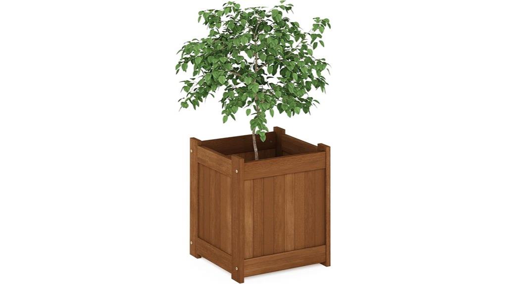 natural hardwood flower box