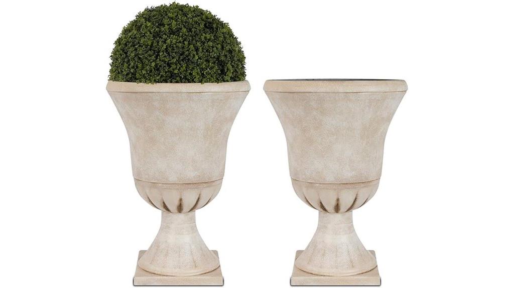 outdoor plastic urn planters