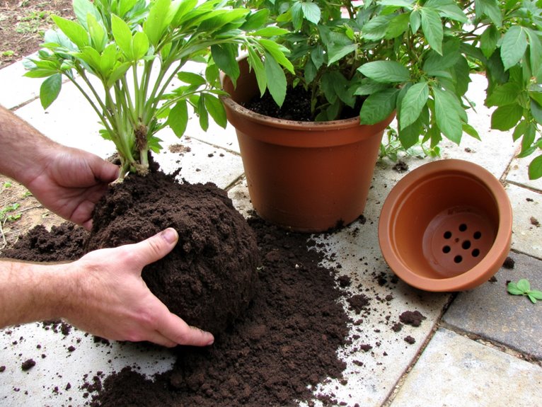plant repotting transfer methods