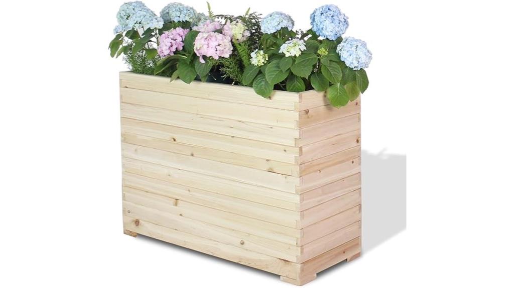 rectangular wooden garden bed