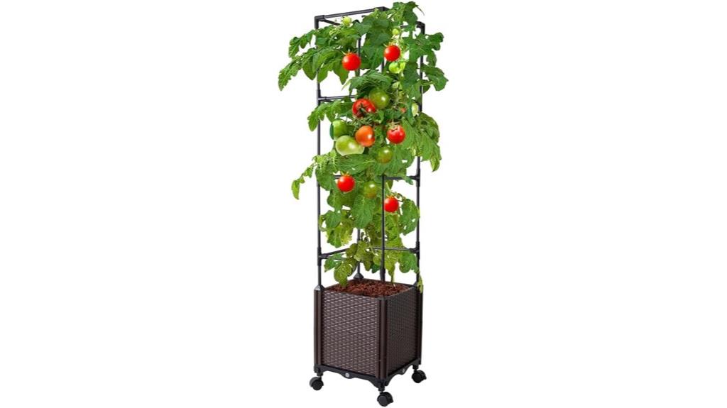 self watering planter with trellis