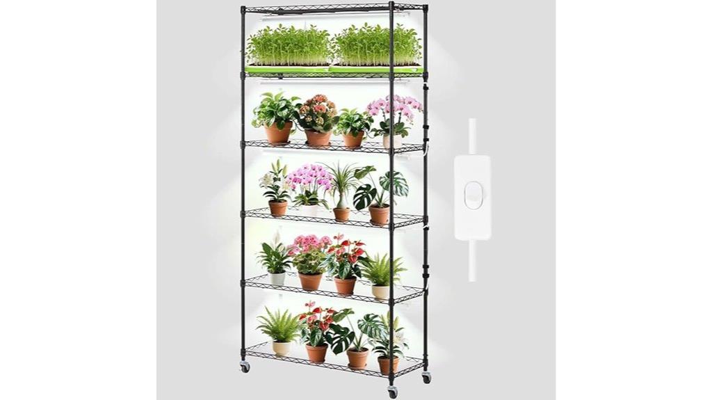 tall shelf with grow light