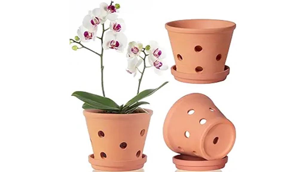 terracotta pots with saucers