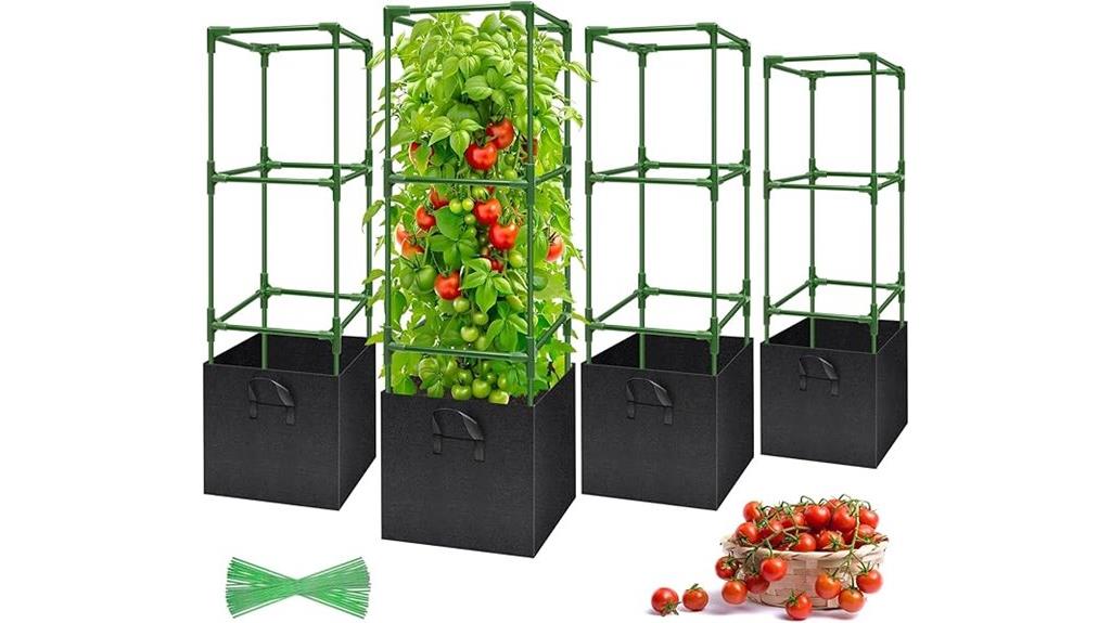 tomato cages and grow bags
