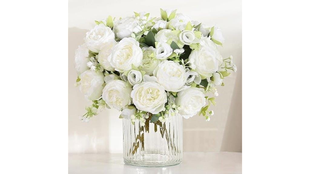 white silk peonies decor