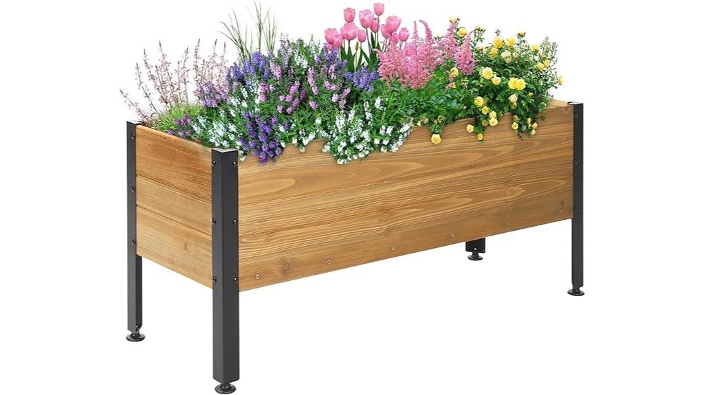 wooden raised garden planter