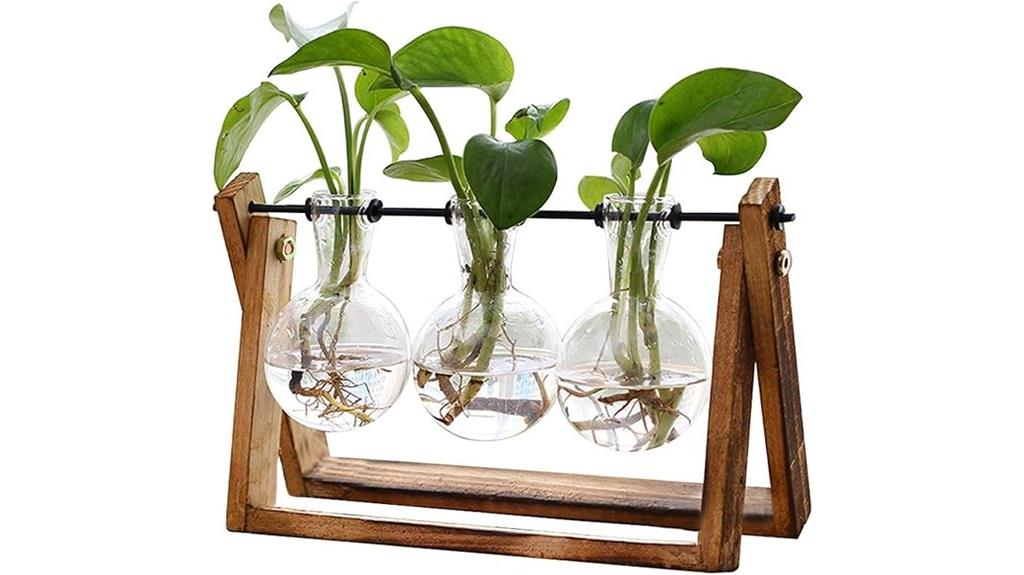 wooden stand bulb vase