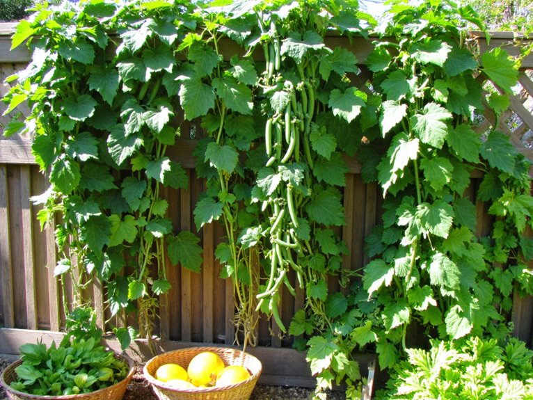 climbing garden for beans peas squash